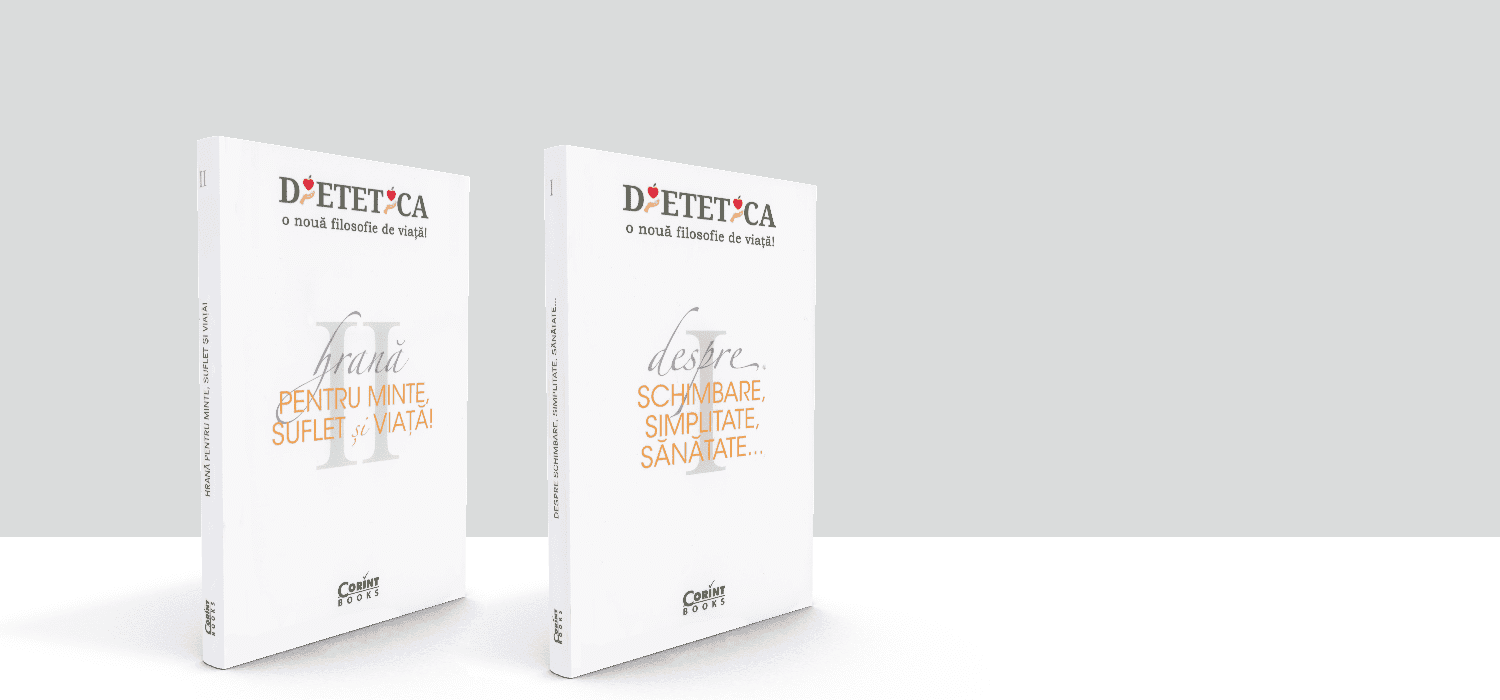 Cele două volume ale cărții „Dietetica, o nouă filosofie de viață”, Editura Corint