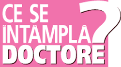 Siglă roz cu textul „Ce se întâmplă doctore?”