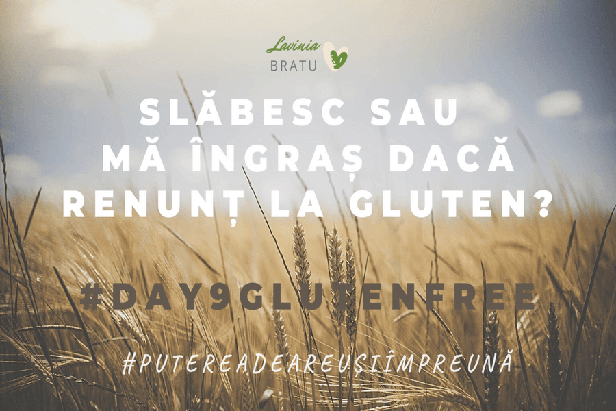 Câmp de grâu cu textul „Slăbesc sau mă îngraș dacă renunț la gluten?”