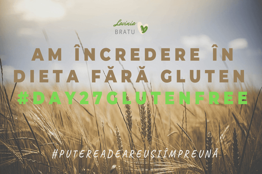 Card cu textul „Am încredere în dieta fără gluten”, #day27glutenfree