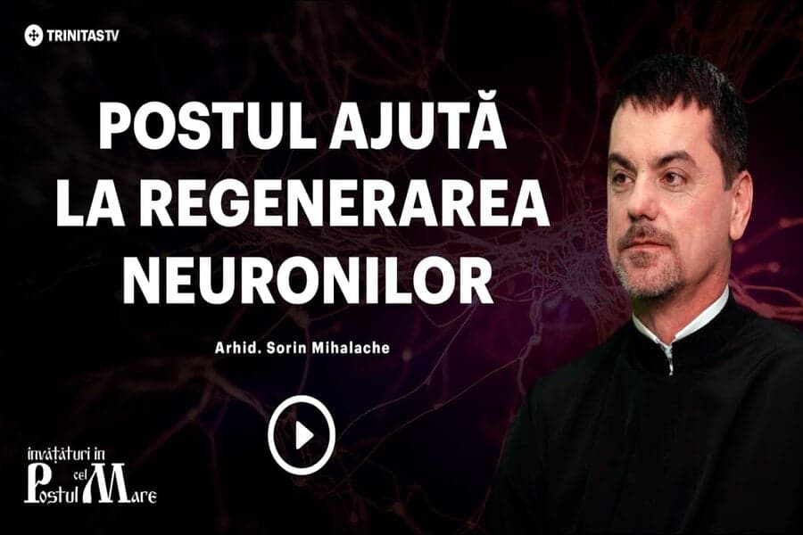 Miniatură video cu textul „Postul ajută la regenerarea neuronilor” și un bărbat în reverendă