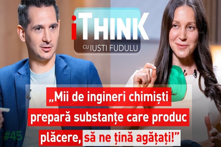 Miniatură „iThink” cu textul „Mii de ingineri chimiști prepară substanțe care produc plăcere”