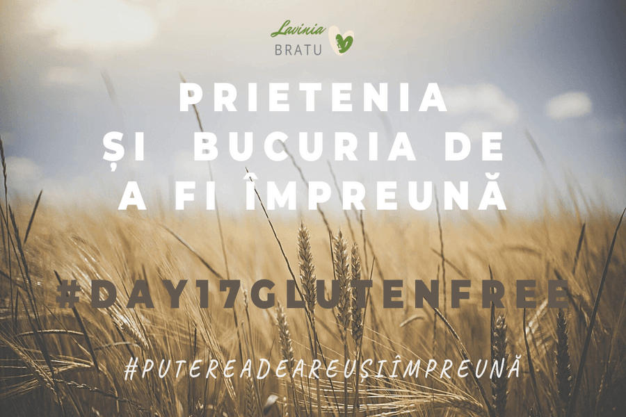 Câmp de grâu cu textul „Prietenia și bucuria de a fi împreună”