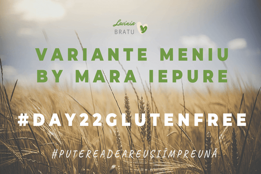 Card pe lan de grâu cu textul „Variante meniu by Mara Iepure”, #day22glutenfree