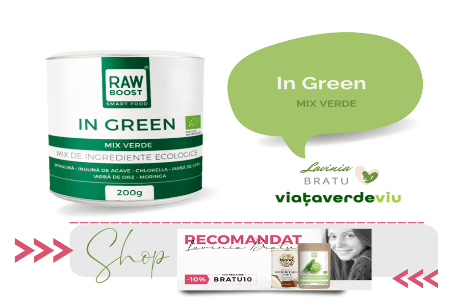 Banner cu produsul „In Green, mix verde” și codul de reducere BRATU10