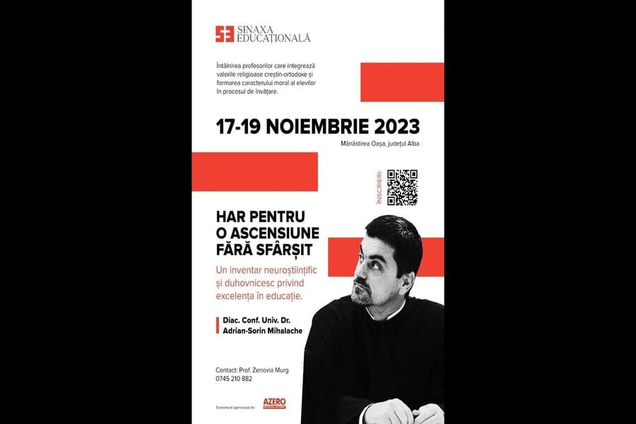 Afiș de conferință cu titlul „Har pentru o ascensiune fără sfârșit”